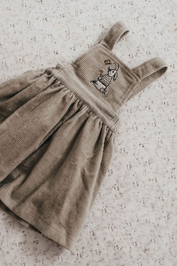 Bunny Khaki Cord Pinafore