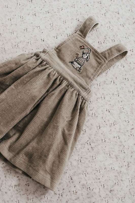 Bunny Khaki Cord Pinafore